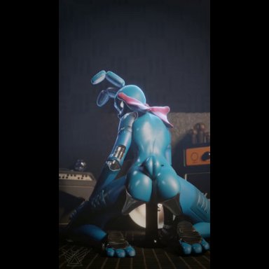 five nights at freddy's, toy bonnie (fnaf), animatronic, dildo, looking at viewer, looking back, riding dildo, robot girl, 3d, animated, tagme, video