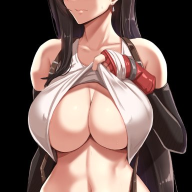 final fantasy, final fantasy vii, final fantasy vii remake, square enix, tifa lockhart, 1girls, areolae, breasts, brown hair, cursor, erect nipples, female, female only, hips, huge breasts