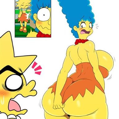 the simpsons, lisa simpson, marge simpson, sssonic2, accidental exposure, big ass, big butt