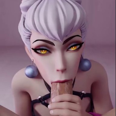 league of legends, league of legends: wild rift, evelynn, arawaraw, 1boy, 1boy1girl, 1girl, 1girl1boy, 1girls, blowjob, blowjob face, fellatio, kda, kda evelynn, large penis