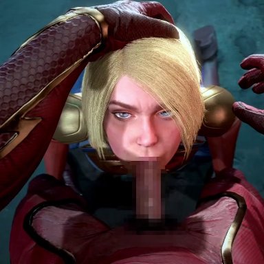 dc, dc comics, injustice 2, netherrealm studios, barry allen, kara danvers, kara zor-el, supergirl, the flash, yellowbea, 1boy, 1girls, angry, angry fellatio, blonde hair