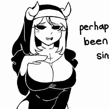 emmpy, boobs, demon, horns, hot, nun, upside down cross, animated, mp4, no sound, tagme, video
