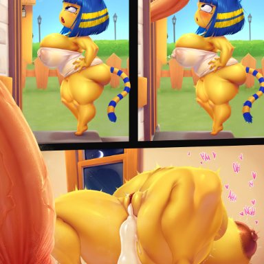 animal crossing, nintendo, ankha, captainjerkpants, 1boy, 1girls, after anal, after sex, after vaginal, anthro, anthrofied, areolae, ass, big ass, big breasts