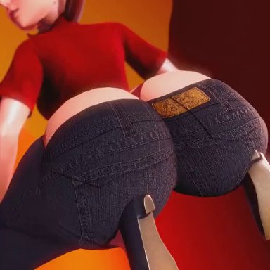 disney, honey select, pixar, the incredibles, the incredibles 2, elastigirl, helen parr, prevence, ass, ass focus, ass shake, big ass, big butt, bottom heavy, brown hair