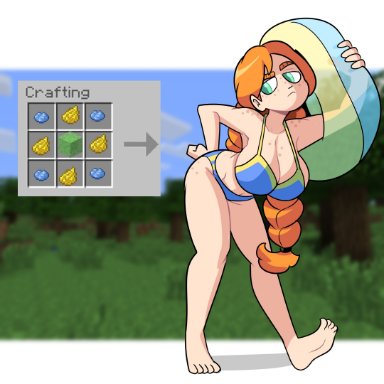 minecraft, alex (minecraft), superspoe, alternate costume, big breasts, pose, swimsuit, tagme