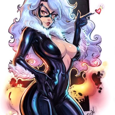 marvel, marvel comics, black cat, felicia hardy, reiq, 1girls, big breasts, breasts, cleavage, female, female only, hips, hourglass figure, latex suit, long hair