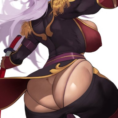 dragonaut, garnet maclaine, yoshi55level, 1girls, ass, ass cleavage, belt, big ass, big breasts, big butt, breasts, butt crack, female, female focus, large breasts