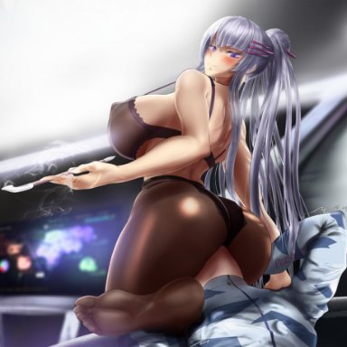heavy object, frolaytia capistrano, pcell, 1boy, areolae, ass, big ass, big penis, black panties, blush, breasts, eyebrows visible through hair, facesitting, feet, female