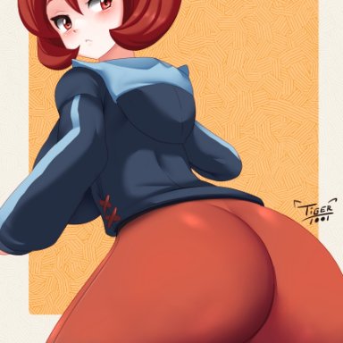 nintendo, pokemon, pokemon legends: arceus, arezu (pokemon), tiger1001, 1girls, ass, ass focus, big ass, big breasts, big butt, blush, breasts, female, huge ass