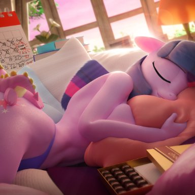 friendship is magic, hasbro, holidays, my little pony, valentine's day, spike (mlp), twilight sparkle (mlp), hooves-art, anthro, duo, equid, equine, female, horn, male