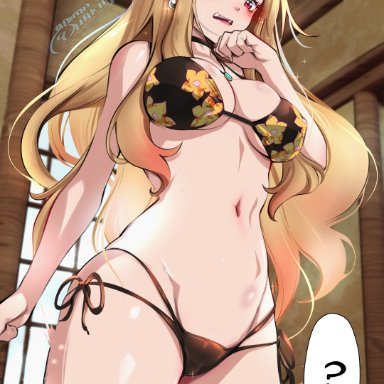 sono bisque doll wa koi wo suru, kitagawa marin, animahakim x x, alternate costume, blush, breasts, female, official alternate costume, solo, swimsuit, tagme