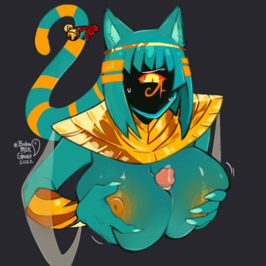 sucker for love, nyanlathotep (sucker for love), artist request, cat ears, egyptian, female, nude, paizuri, tagme, twitter username