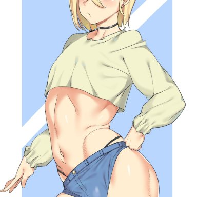 urec, bulge, femboy, flat chest, thick thighs, thigh highs, trap, tummy