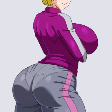 dragon ball, android 18, pinkpawg, 1girls, blonde, blonde hair, blue eyes, cameltoe, cleavage, curvy, erect nipples, female, huge areolae, huge ass, huge breasts