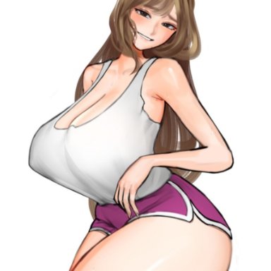 original character, nuo, 1girls, big ass, big breasts, breasts, brown hair, cheating, cheating wife, cleavage, clothed, clothed female, clothing, curvaceous, curvy body