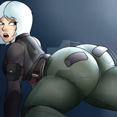 rainbow six siege, iana (rainbow six), unknown artist, ass expansion, ass shake, back view, big ass, big butt, big hips, big thighs, bottom heavy, bubble ass, bubble butt, bursting butt, cameltoe