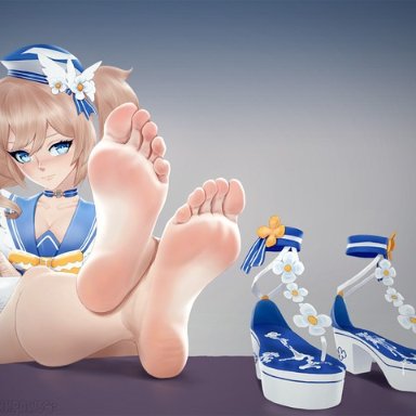 barbara (genshin impact), cum, cum on shoes, feet, foot fetish
