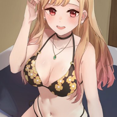 sono bisque doll wa koi wo suru, kitagawa marin, alternate costume, breasts, female, mizo, open mouth, solo, swimsuit, white skin, tagme