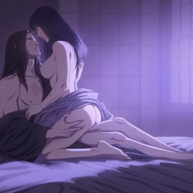 naruto, naruto (series), naruto shippuden, hyuuga hinata, hyuuga neji, 1boy, 1girls, aged up, ass, ass grab, breasts, cousins, cowgirl position, dark hair, face to face