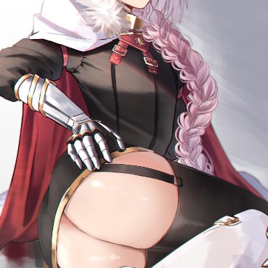 fate/apocrypha, fate/grand order, fate (series), astolfo (fate), menma san, 1boy, armor, ass, big ass, boots, bow, braid, cape, clothed, clothing