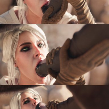 the witcher (series), the witcher 3: wild hunt, ciri, witcherres, cum in mouth, fellatio, female, horse, horsecock