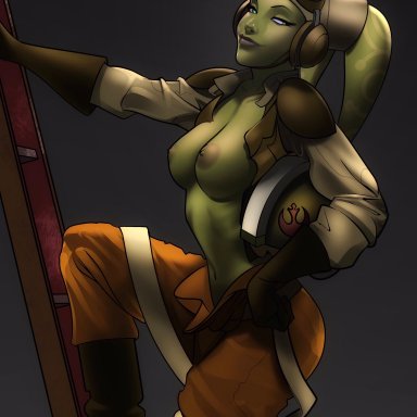 star wars, star wars rebels, hera syndulla, twi'lek, japes, 1girls, alien girl, areolae, athletic female, breasts, clothing, female, female focus, female only, female solo