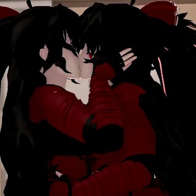 rwby, raven branwen, pixel nyxl, 2girls, black hair, female, kissing, selfcest, yuri, 3d, animated, mmd, mp4, no sound, video