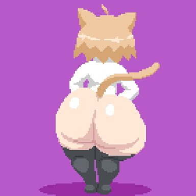 melty blood, tsukihime, neco-arc, spinneborg, ass, back view, big ass, bottomless, cat ears, cat tail, clothing, disembodied hand, feline, female, female focus