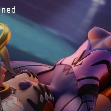 overwatch, mercy, widowmaker, bandoned, 1futa, 1girls, areolae, big breasts, big penis, breasts, erection, female, futa on female, futanari, large breasts