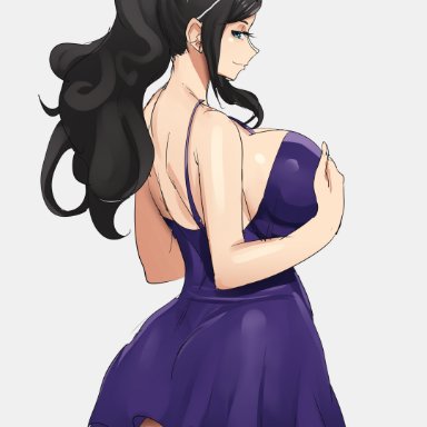 one piece, nico robin, stormcow, 1girls, ass, big ass, big breasts, black hair, breasts, dress, huge breasts, long hair, ponytail, solo, standing