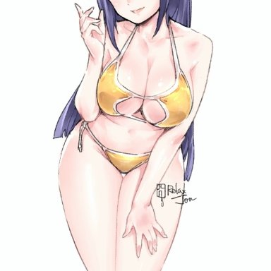 naruto, naruto: the last, naruto (series), naruto shippuden, shounen jump, hyuuga hinata, relaxjon, 1girls, arched back, asian, asian female, bent over, big breasts, bikini, bikini bottom