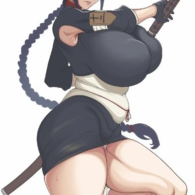 bleach, kurotsuchi nemu, dz, dzlily, 1girls, big breasts, bitch, blue hair, braid, braided hair, breasts, curvaceous, curvy, curvy body, curvy female