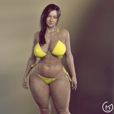 resident evil, resident evil 8: village, mia winters, gm studios, big breasts, swimsuit, thick thighs, 3d