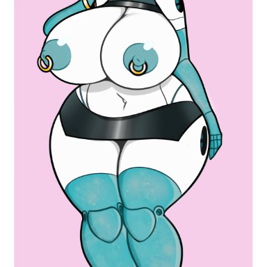 my life as a teenage robot, jenny wakeman, xj9, zetaskully, anklet, bimbo, bimbofication, collar, cyan lipstick, earrings, female, g-string, gynoid, heart, high heels