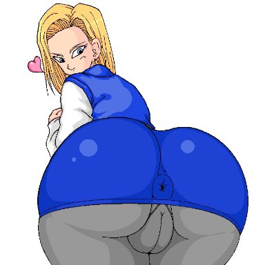 dragon ball, android 18, jinrai, 1girls, blonde, blonde hair, blue eyes, butt, cameltoe, curvy, female, huge ass, short hair, thick lips, voluptuous