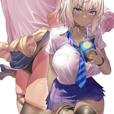 fate/grand order, fate (series), caenis (fate), uo denim, 1girls, animal ears, black panties, breasts, brown skin, dark-skinned female, dark skin, female, female only, hips, huge breasts