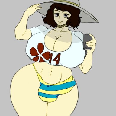 persona, persona 5, sadayo kawakami, bermuda art, 1futa, alcohol, balls, big penis, black hair, breasts, bulge, clothed, clothing, erection, futa only