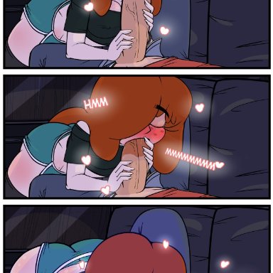 gravity falls, dipper pines, wendy corduroy, lioxdz, 1boy, 1girls, blowjob, clothed, deepthroat, oral, oral sex, straight