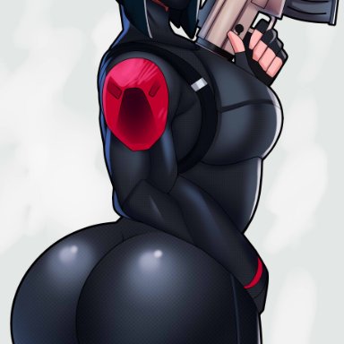 fortnite, shadow ops, postblue98, 1girls, big ass, big breasts, suit, back view