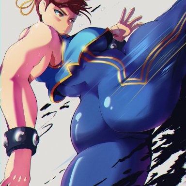 capcom, street fighter, chun-li, benbeau, 1girls, asian, asian female, ass, athletic, big ass, big butt, bracelet, brown eyes, bubble butt, curvy