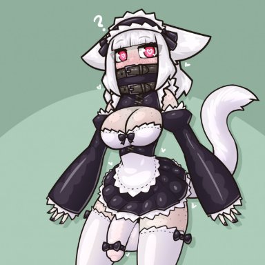 limebreaker, 1futa, animal ears, balls, bangs, big balls, big penis, breasts, cat ears, cleavage, cleavage cutout, clothed, clothing, cock sleeve, futa only