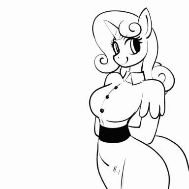 friendship is magic, hasbro, my little pony, sweetie belle (mlp), sachasketchy, 1girl, anthro, anthro only, anthrofied, bedroom eyes, breast expansion, breast grab, breast hold, breasts, cleavage