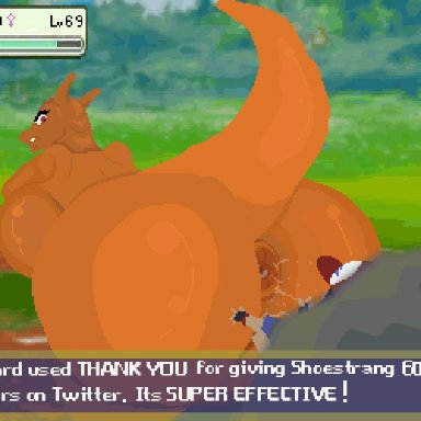 pokemon, charizard, satoshi (pokemon), shoestrang, 1boy1girl, anthro, asshole, big ass, big breasts, big butt, domination, dragon, female on top, human on anthro, juice