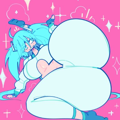 vocaloid, hatsune miku, puntthepoodle, 1girls, ass, big ass, big breasts, big butt, blue hair, bottom heavy, breasts, bubble ass, bubble butt, fat ass, female