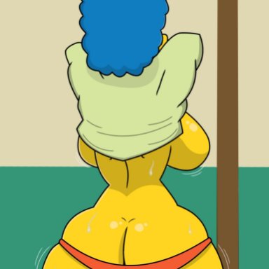 the simpsons, marge simpson, whalewarrior123z, 1girl, ass, ass cleavage, big breasts, breasts, butt crack, clothing, milf, panties, seductive, sideboob, solo female
