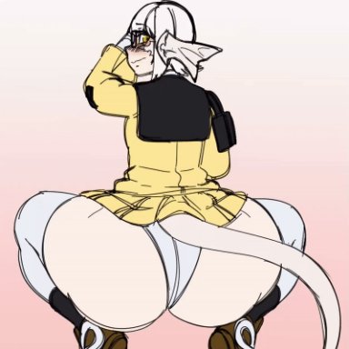 final fantasy xiv, au ra, deitrana, original character, dynamo-x, ass, ass shake, big ass, blush, bouncing ass, clothing, embarrassed, female, female only, glasses