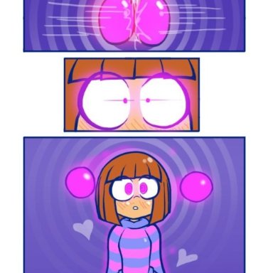 undertale, frisk, evenytron, bowtie, brown hair, femboy, hypnosis, magic, mind control, stockings