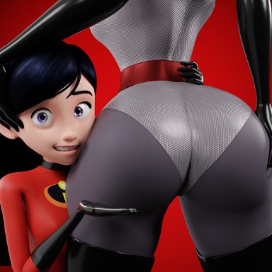 pixar, the incredibles, elastigirl, helen parr, violet parr, skinnydipper69, 2girls, big ass, big butt, close-up, female, female only, female protagonist, fit female, human