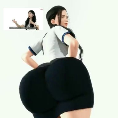 honey select, interview girl, prevence, 1girls, asian, ass, ass expansion, black hair, hips, huge ass, large ass, long hair, massive ass, pale-skinned female, shaking butt