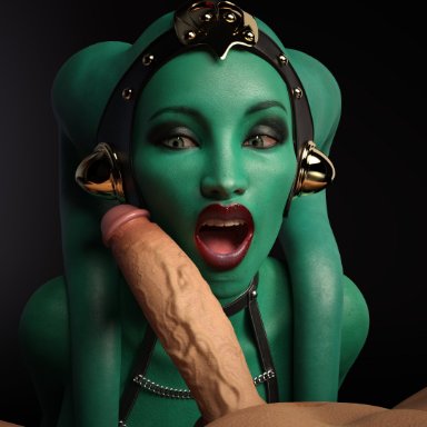 star wars, original character, twi'lek, drinkerofskies, 1boy, 1boy1girl, 1girls, alien, alien girl, athletic female, big penis, close-up, cock worship, dominant human, dominant male